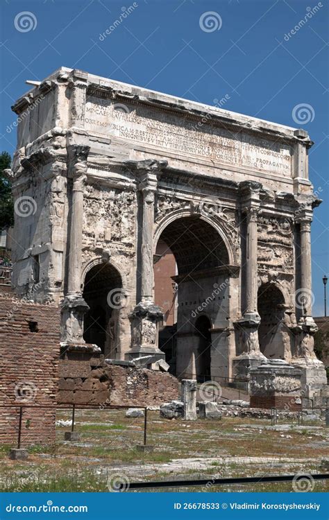 Triumphal Arch of the Emperor Septimius Severus Stock Image - Image of commemorative, stone ...