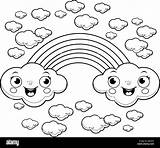 Rainbow Cloud Coloring Pages sketch template