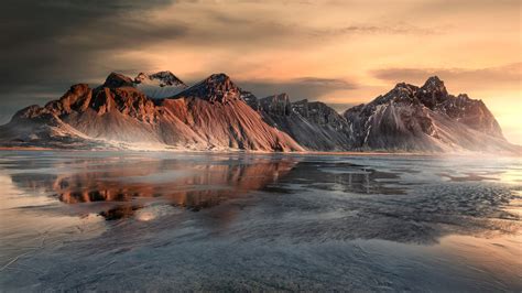 Coast Iceland Mountain Under Cloudy Sky 4K 5K HD Nature Wallpapers | HD Wallpapers | ID #54882