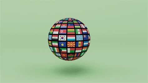 3d render Planet Earth globe with all country flag on light Green background 8489595 Stock Photo ...