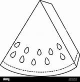 Line Art Healthy Vegan Food Icon Watermelon triangle slice Coloring  sketch template