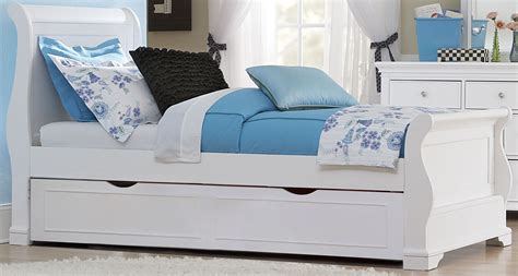 Walnut Street White Riley Twin Sleigh Bed With Trundle from NE Kids | Coleman Furniture