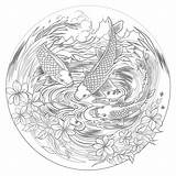 Koi Pond Coloring Pages  Mimi Panda sketch template