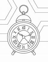 Coloring Page For Kids And Adults Hand Drawn Vintage Objects Alarm  sketch template