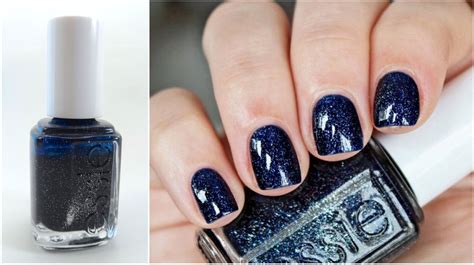 essie 'Starry Starry Nights' | Blue glitter nails, Navy blue nail designs, Nail polish