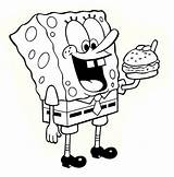Spongebob Eating Hamburger Coloring Page  Free Printable sketch template