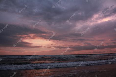 Premium Photo | Sunset of sky and sea in the beach