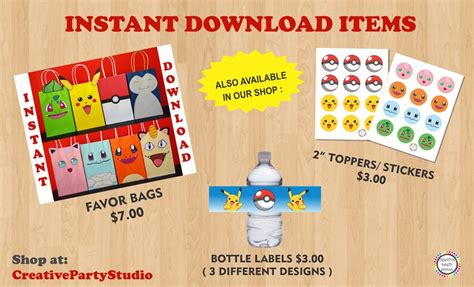 Pokemon Favor Bags/ Pokemon Party Bags/ Pokemon Birthday Party | Etsy