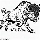 Bison Running Wild Coloring Page  For Kids – Smart Creative sketch template