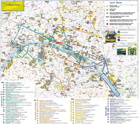 Paris open tour bus map - Open bus Paris map (Île-de-France - France)