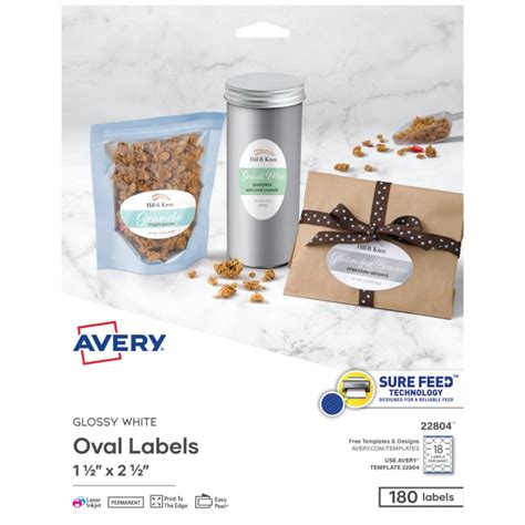 Avery® 1-1/2" x 2-1/2" Oval Labels with Sure Feed, 180 Labels ...