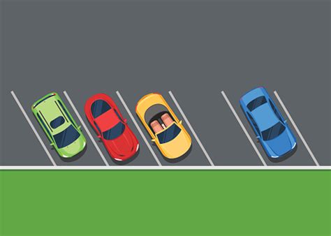 Colored Parked Cars On The Parking Stock Illustration - Download Image Now - iStock