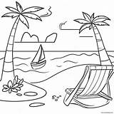Tropical Beach Scene Coloring Page 3050 2425 sketch template