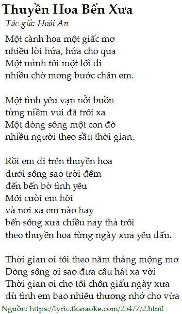 Loi bai hat Thuyen Hoa Ben Xua (Hoai An) [co nhac nghe]