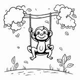Premium Vector  Monkey swinging On A swing coloring Book For Children sketch template