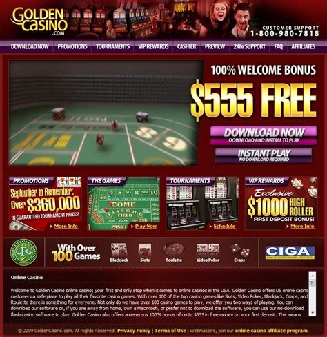 Golden Casino Review - $555 GoldenCasino.com Bonus