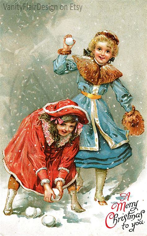 Victorian Christmas Card, Vintage Christmas Card, Retro Christmas Card ...