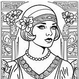 1920s Flapper Girl Coloring Page 54063 42770 sketch template