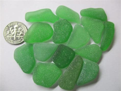 GENUINE SEA GLASS Green 15 Natural Unaltered Real Surf Tumbled - Etsy