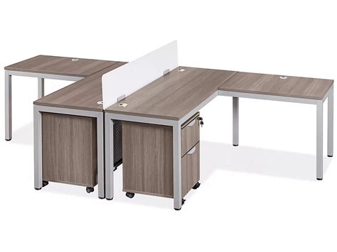 Downtown Office Workstation - 2-Person L-Desk, 120 x 72", Gray H-8248 ...