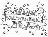 welcome back coloring Page With School Supplies And Stars In The  sketch template