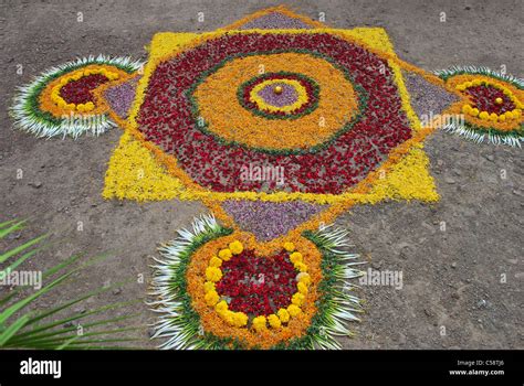 flower rangoli design Stock Photo - Alamy