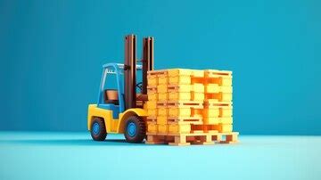 Premium Photo | Modern forklift truck with boxes on wooden pallet on blue background Logistics ...