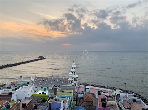 Cape Comorin Kanyakumari, India, West Bengal Tamil Nadu, March, 15, 2019. Sunrise at Cape ...