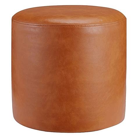 Harper Round Vintage Leather Ottoman, Small by Life Interiors | Zanui | Leather ottoman, Round ...