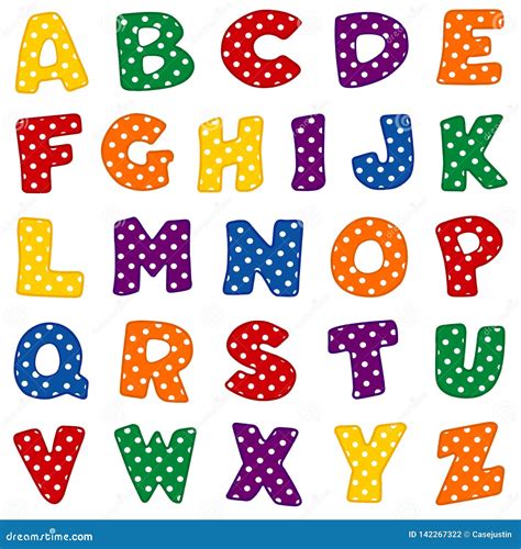 Alphabet, Bright Colors with Polka Dots Stock Vector - Illustration of ...