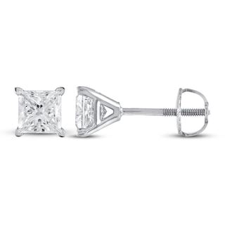 Diamond Solitaire Earrings 1-1/2 ct tw Princess 18K White Gold (SI2/I) | Jared