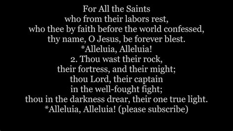 FOR ALL THE SAINTS Day hymn text lyrics words Feast Hallows music VAUGHN WILLIAMS Sine Nomine ...