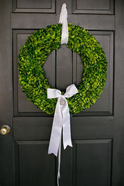 Simple Green Wreath and White Silk Ribbon