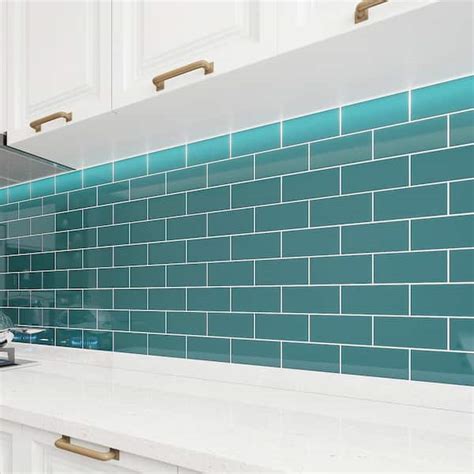 Giorbello Dark Teal 3 in. x 6 in. x 8 mm Glass Subway Tile (5 sq. ft./case) G5920 - The Home Depot