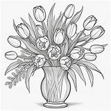 Tulips And Mimosa Coloring Page  Stable Diffusion Online sketch template