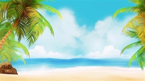 Premium AI Image | Beach scene with palm trees and the sky