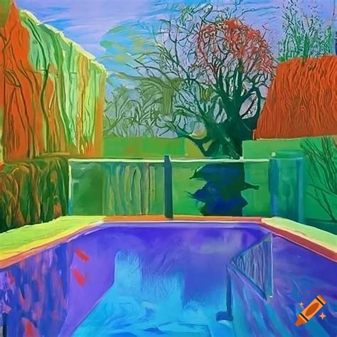 David hockney's swimming pool painting on Craiyon