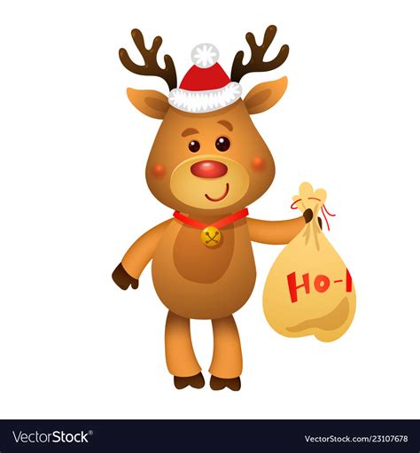 Santa s reindeer rudolph and santas gifts Vector Image