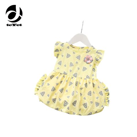 New Toddlers Baby Girls Dresses Designs 2017 Summer Cotton Yellow Baby ...