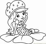 Strawberry Shortcake Sitting Coloring Page For Kids  Free sketch template