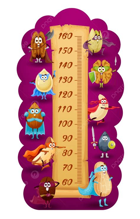 Kids Height Chart Vector Hd Images, Kids Height Chart With Cartoon Superhero Nuts And Legume ...