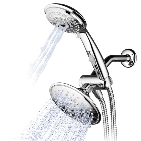 3-Way 6" Rainfall Shower Head and Handheld Shower Combo Stainless Steel ...