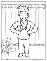 Doctor & Nurse Coloring Page Free PDF Printables  Nation sketch template