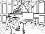 Grand Piano Coloring For Adults  Page sketch template