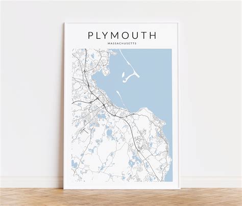 Plymouth Massachusetts Map Print Map of Plymouth MA - Etsy