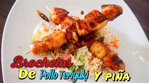 Brochetas de pollo teriyaki con piña #70 - YouTube