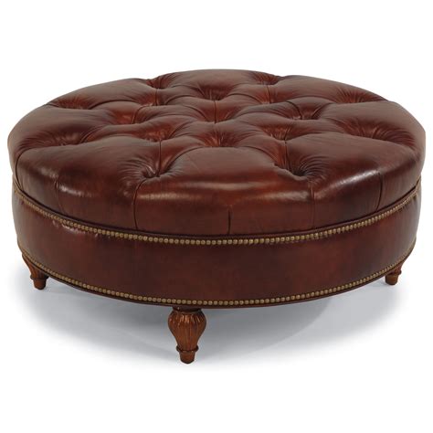 Round Leather Ottoman Coffee Table Brown - Amazon Com Club Furniture ...