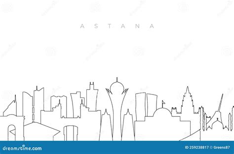 Outline Astana skyline. stock vector. Illustration of cityscape - 259238817