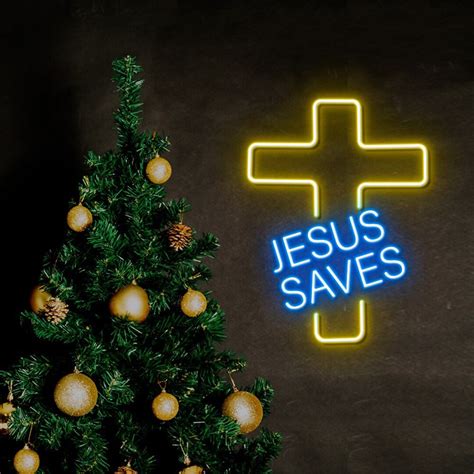 Jesus Saves Neon Signjesus Cross Led Signchristian Cross - Etsy