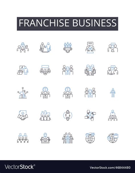 Franchise business line icons collection business Vector Image